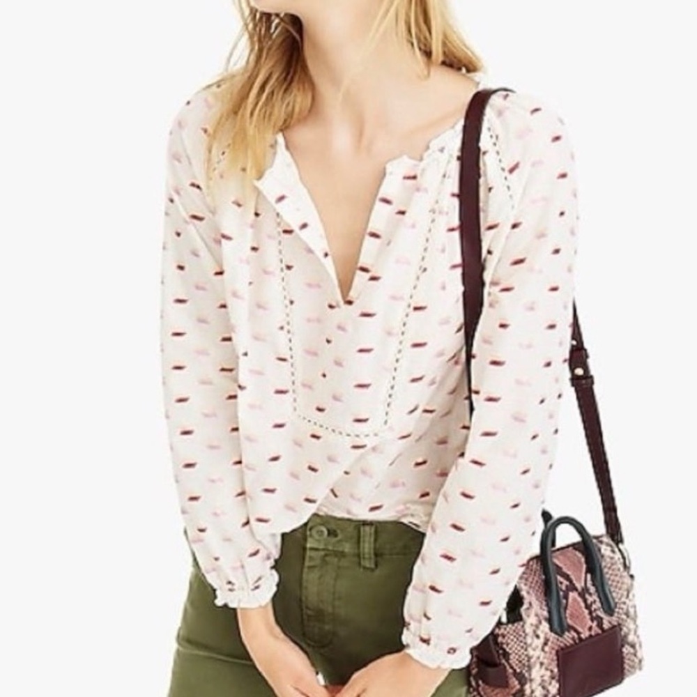 J Crew Point Sure clip dot arrow/sailboat Blouse size XXS